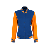 Women's Royal Blue and Yellow Varsity Jacket - Bomber Style